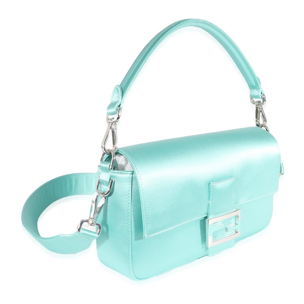 Fendi x Tiffany & Co Blue Silk Medium Baguette Bag - Picture 5 of 7